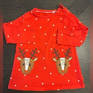 Mini Boden girls red reindeer dress, 2-3 years